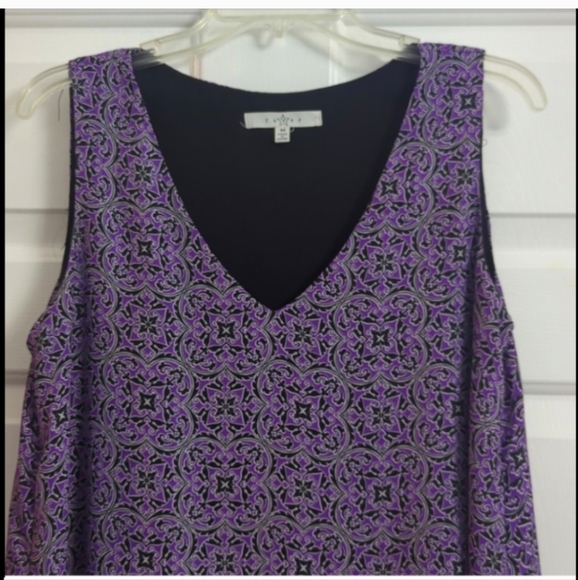 Summer Top purple black print sleeveless Casual to dressy Lightweight top - Picture 5 of 11